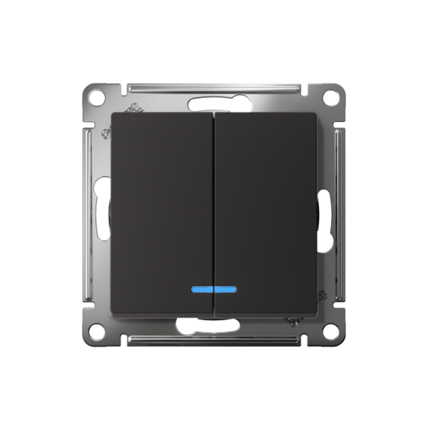 Выключатель 2-кл. СП AtlasDesign 10А IP20 (сх. 5а) 10AX с подсветкой механизм карбон SE ATN001053