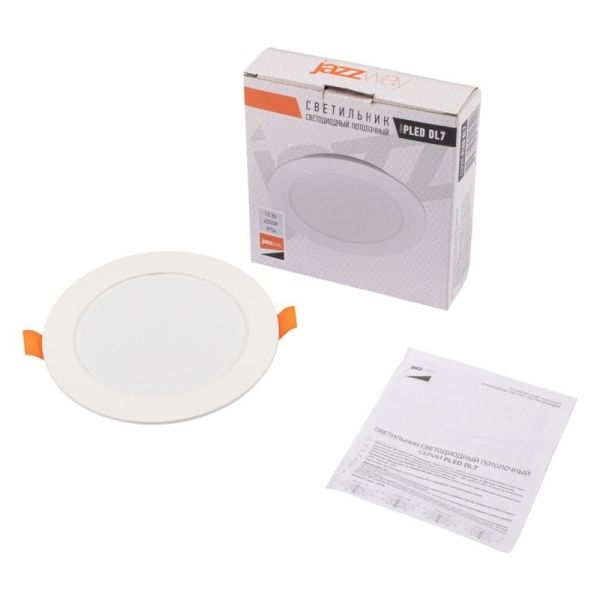 Светильник светодиодный PLED DL7 WH Downlight 10Вт 4000К IP54 120х26мм ДВО встраив. JazzWay 5042520