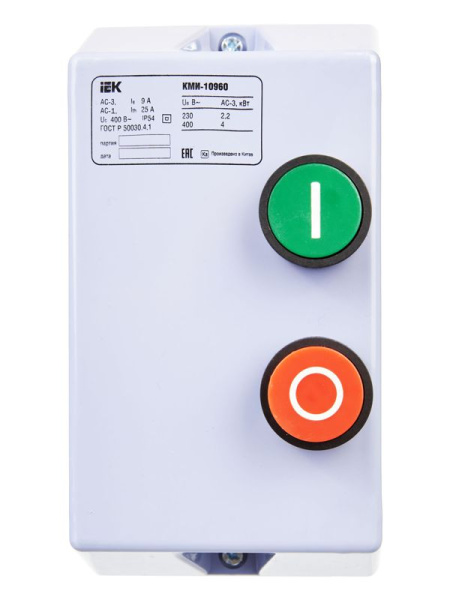 Контактор КМИ-10960 9А 380В/АС3 IP54 KARAT IEK KKM16-009-380-00