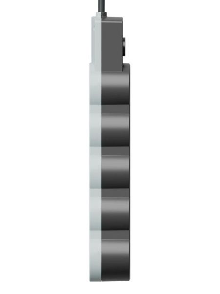 Удлинитель 4х5м с заземл. 10А IP20 USB type-Aх2 + type-C 2500Вт 220В ПВС 3х1 с выкл. черн. КОСМОС YKsm5m4g-Z-VU10А-B