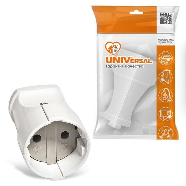 Розетка переносная 10А 250В без заземл. бел. UNIVersal А115