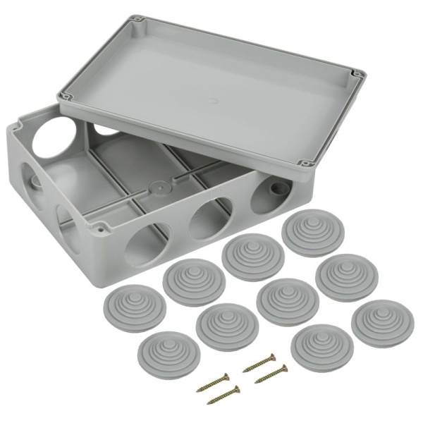 Коробка распаячная ОП 190х140х70 IP55 КМ41244 RAL7035 (10 гермовводов) IEK UKO11-190-140-070-K41-55