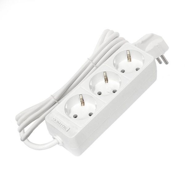 Удлинитель 3х3м с заземл. 16А IP20 3.5кВт ПВС 3х1 бел. DOMTOK 2391