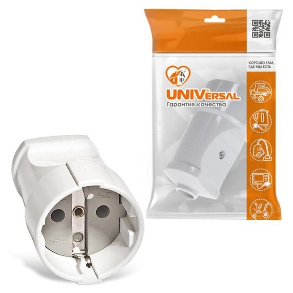 Розетка переносная 16А 250В с заземл. бел. (еврослот) UNIVersal А102