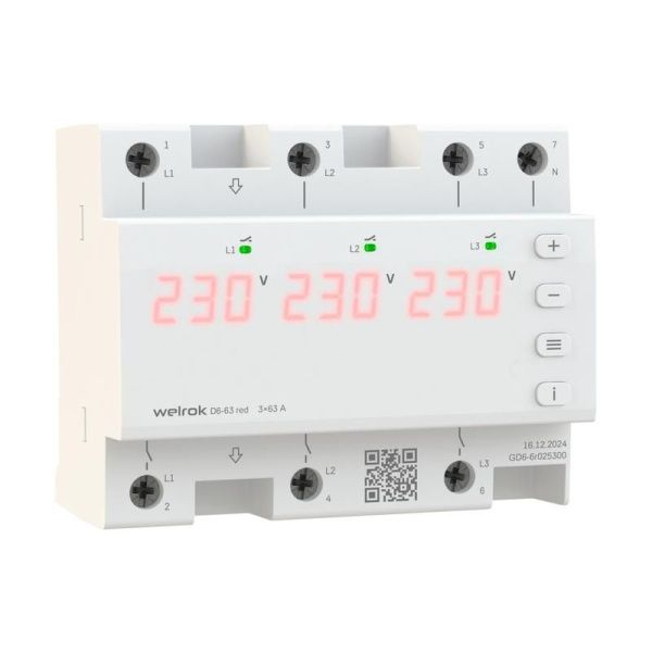 Реле напряжения D6-63 red Welrok 4660251140410