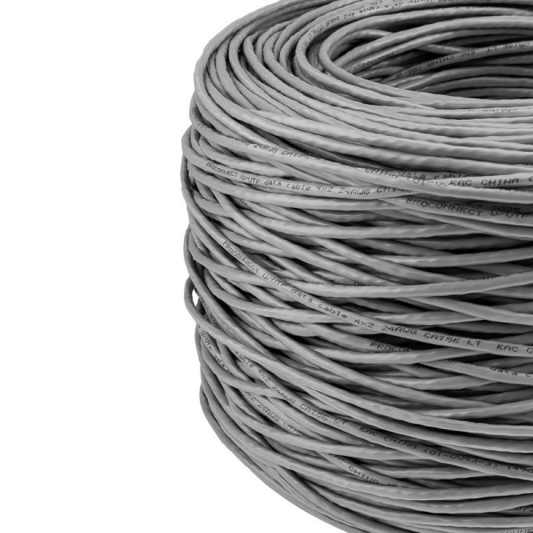 Кабель витая пара U/UTP кат.5E 4х2х24AWG solid CCA PVC сер. (м) PROCONNECT 01-0043-3
