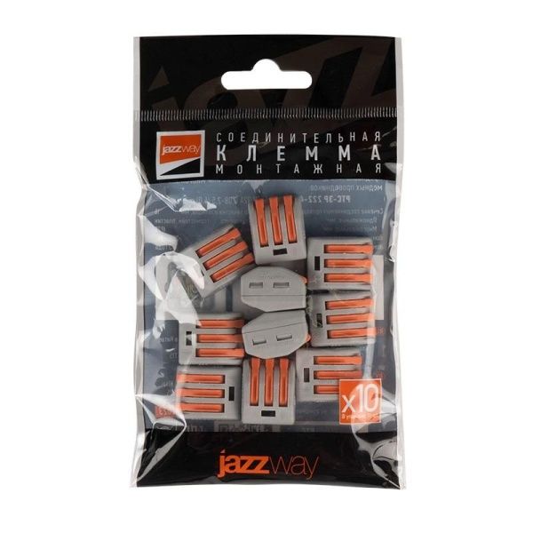 Клемма монтажная рычажного соединения PTC-3P 222-413 BL/10 450В 32А 0.08-2.5(4.0)кв.мм JazzWay 5050730
