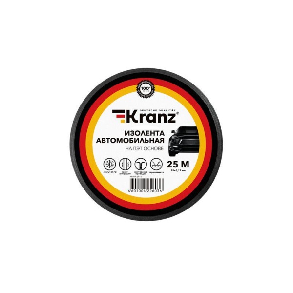 Изолента автомобильная полиэстер 0.17х19мм 25м Kranz KR-09-2916