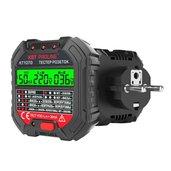 Тестер розеток и УЗО КТ 107D PROLINE КВТ 86321