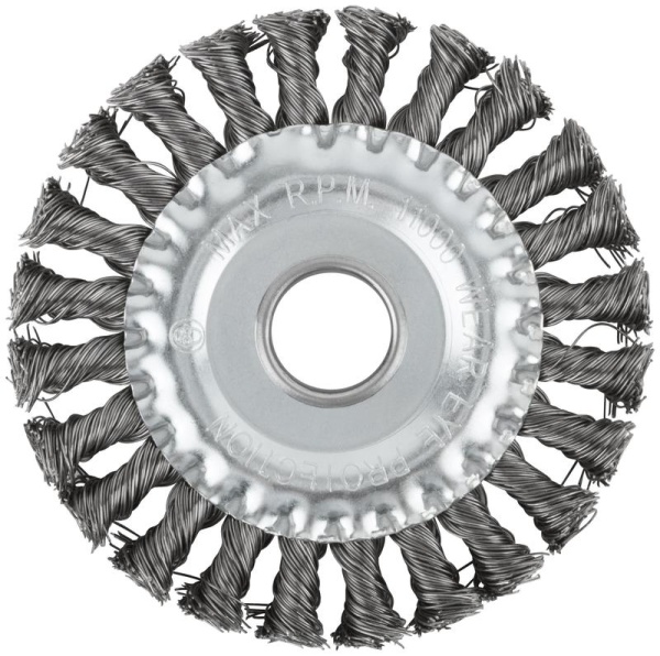 Корщетка дисковая прямая d посадочный 22.2мм стальная витая проволока 125мм КУРС 39030