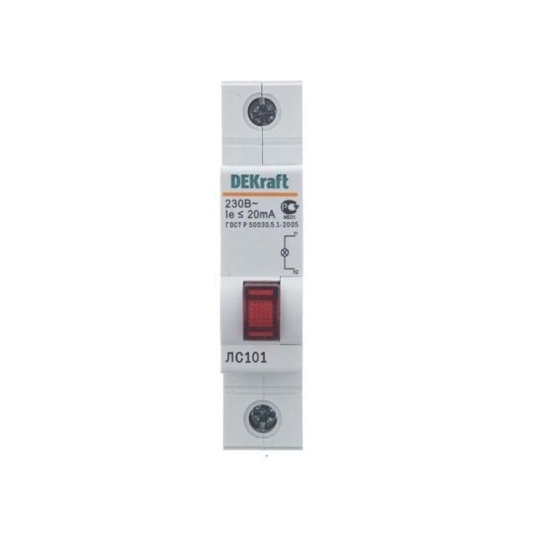 Лампа сигнальная ЛС-101 на DIN-рейку 1p красн. LED DEKraft 18002DEK
