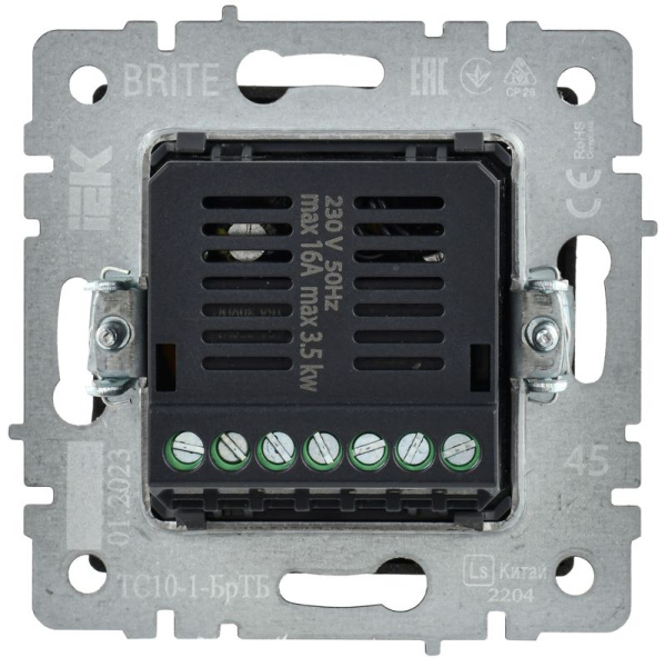 Термостат электронный с индик. BRITE СП IP20 ТС10-1-БрТБ темная механизм бронза IEK BR-RT11-K45