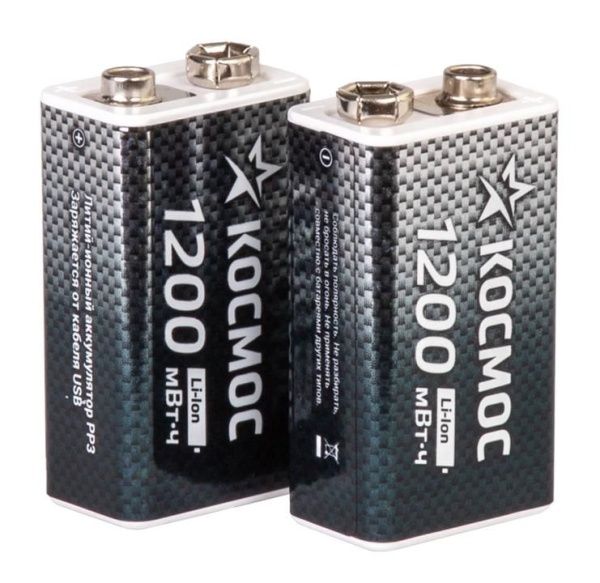 Аккумулятор крона Li-ion 9В 1200мВт.ч (блист.1шт) КОСМОС KOCLi9V1200mAh1BL