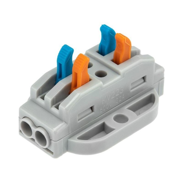 Клемма строительно-монтажная СМК проходная 222-422P 2п 0.08-4кв.мм с монтажной площадкой сер. (блист.5шт) Rexant 07-6262-5
