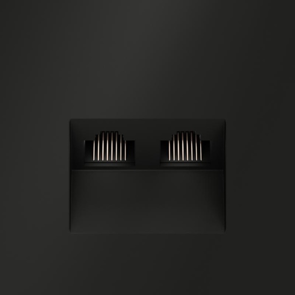 Розетка компьютерная 2-м СП S70 RJ45 + RJ45 кат.6 механизм черн. матов. Voltum VLS060208