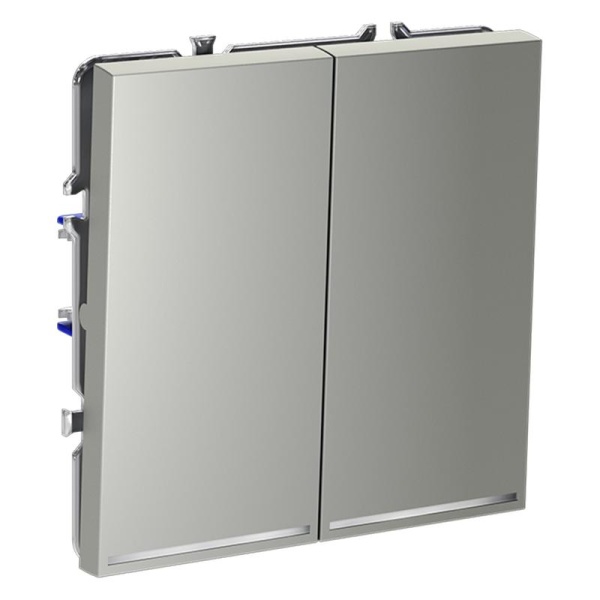 Выключатель 2-кл. СП S70 10А с подсветкой механизм сталь Voltum VLS020205