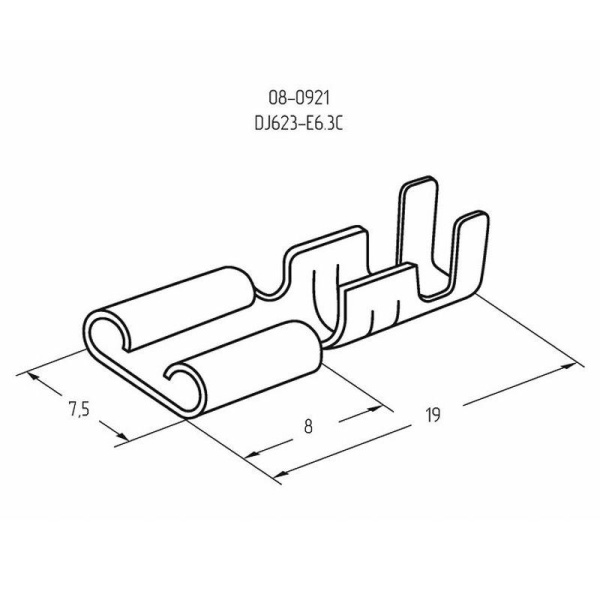 Клемма плоская (гнездо-7.7мм) 1-2.5кв.мм (DJ623-Е6.3C) Rexant 08-0921