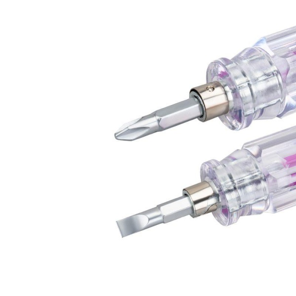 Отвертка комбинированная прозрачная рукоятка двухсторонний стержень 40мм (крестовая PH2 шлицевая SL 6мм) Rexant 12-4743